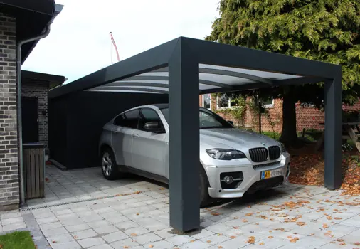 KUBIC funkis carport til 1 bil med redskabsrum
