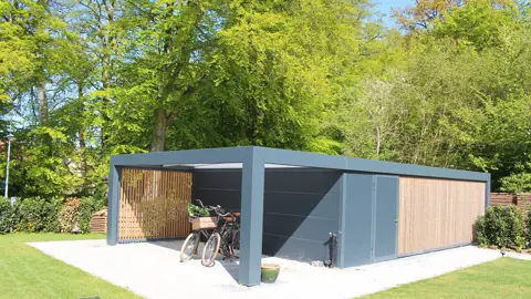 KUBIC - flere funktioner samlet under ét tag - carport, skur, terrasseoverdækning og cykeloverdækning