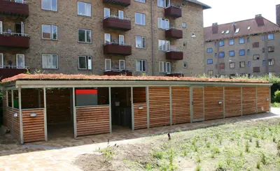 PLAN Multioverdaekning Plads Til Containere Barnevogne Og Cykler Med Groent Tag