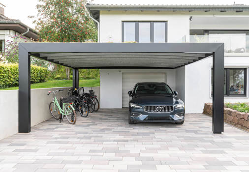 Wall KUBIC carport til 2 biler med sedumtag