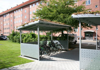 PLAN Cykeloverdaekning Med Buet Tag Og Sedum Hulplade Beklaedning