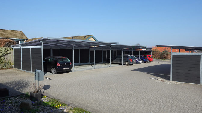 Carportanlaeg Model PLAN Med Redskabsrum Med Kompositbeklaedning